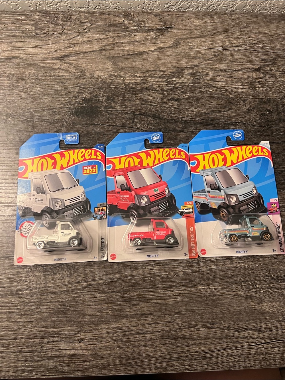 Hot Wheels Mighty K Bundle Lot of 3 Kei Trucks White Red Blue